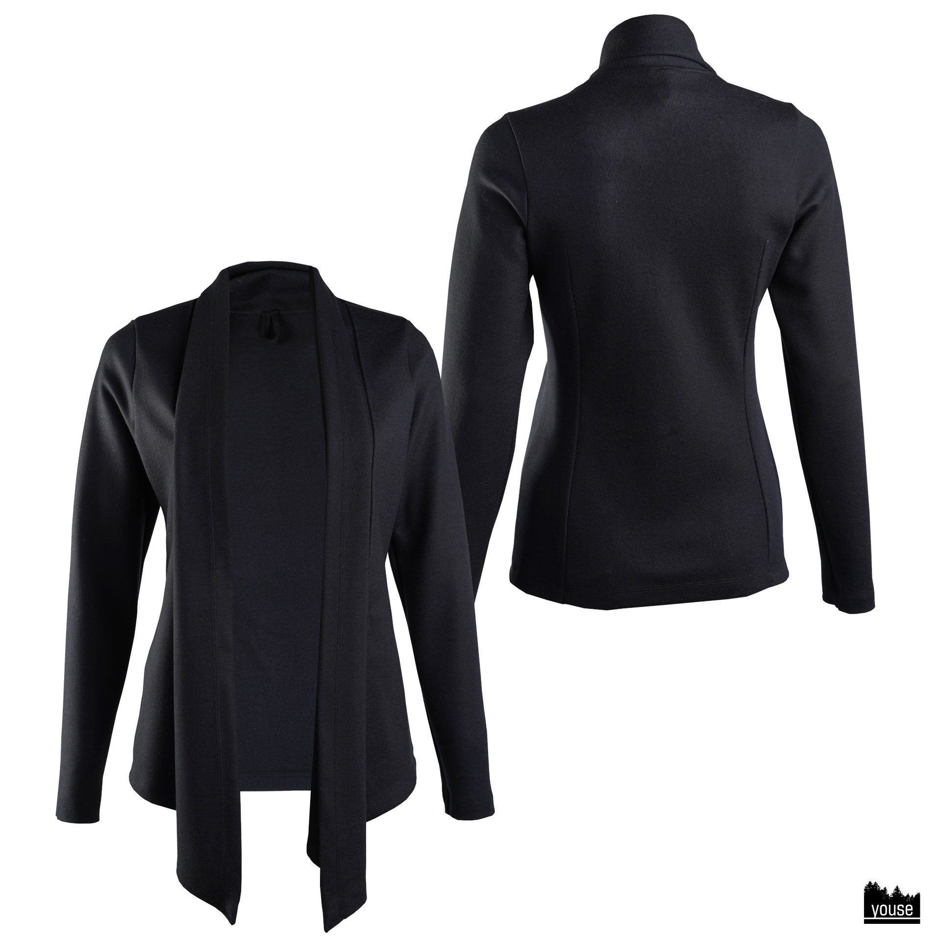 Fran - der warme Cardigan aus Bio Merinowolle in schwarz